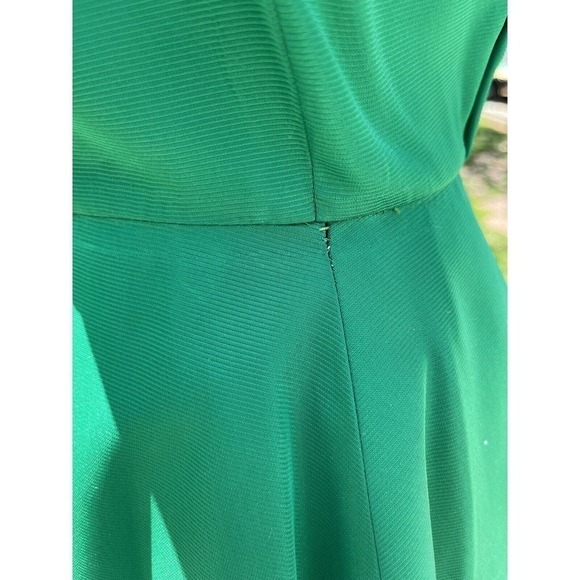 Vtg 50s Bubble Hem Cupcake Cocktail Dress Emerald Red Rose Accents Size 0 2 Prom - Picture 5 of 12
